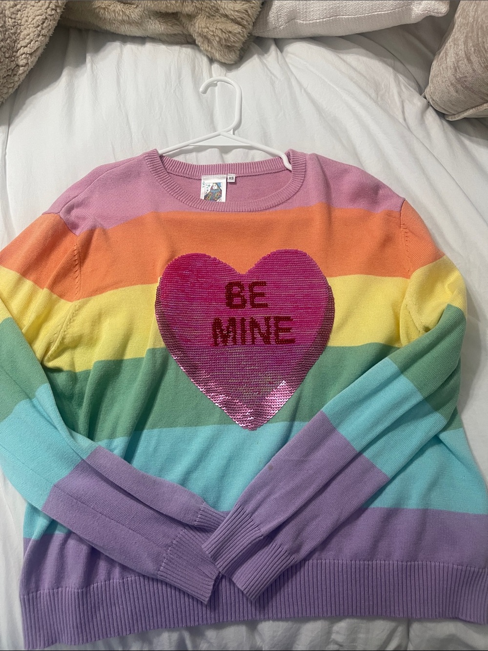 Queen of Sparkles Rainbow Sequin Be Mine Sweater - Picture 2 of 2